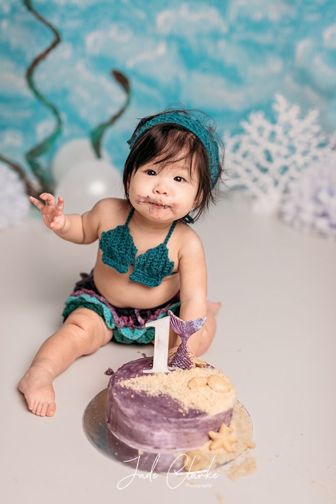 Mermaid Cake Smash Jade Clarke Photography